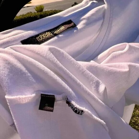 Roberto Cavalli Logo Monogram T-Shirt in White - Picture 4 of 6